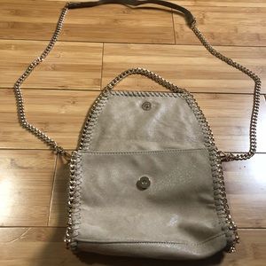 Nude chain clutch bag